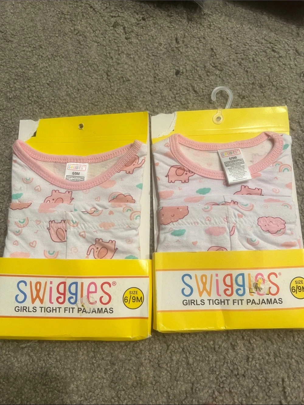 Swiggles Girls Pink & White Cloud and Rainbow Pajama Set